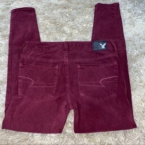 American Eagle Burgundy Jeggings Size 2